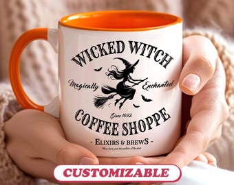 Witchy Gift Personalized Halloween Mug, Witchcraft Custom Accent Mug Birthday Gift, Wiccan Magic & Fantasy Cup Gift, Coffee Tea Lover Gift