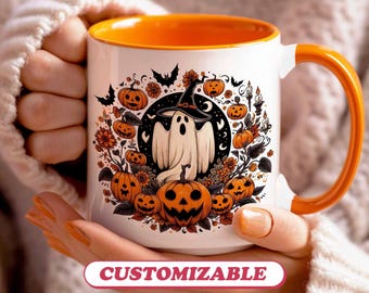 Custom Halloween Mug Gift, Personalized Mug Birthday Gift, Ghost Mug, Spooky Mug, Fall Coffee Mug, Pumpkin Mug Gift, Coffee Tea Lovers Gift