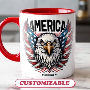 American Flag Eagle Mug: Patriotic Gift, Custom Coffee Mug