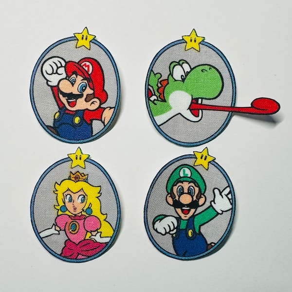 Mario and friends cotton fabric patches iron on appliques