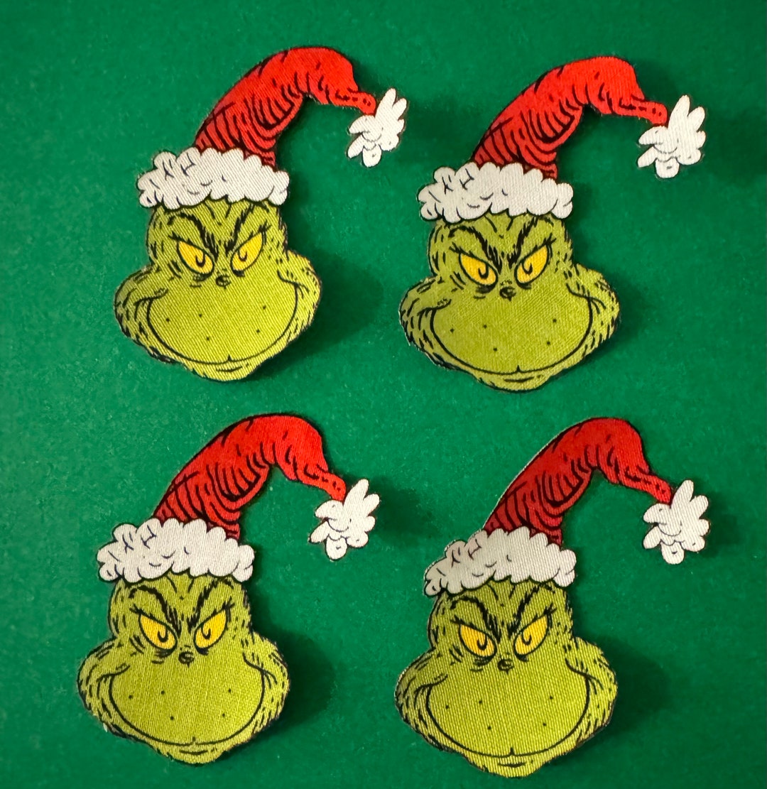 Grinch Heads Cotton Fabric Patches Iron on Appliques Etsy