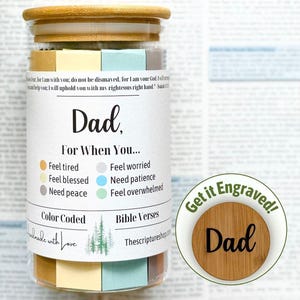 Dad Bible Verse Jar, Scripture Jar for Dad, Godfather Gift, Christian Gift for Men, Engraved Gift, Father In Law Gifts, Bonus Dad Gifts