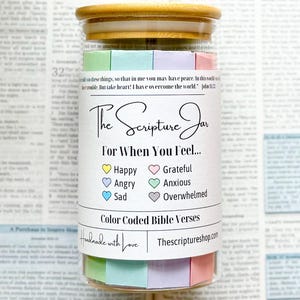 Bible Verse Jar for Feelings, Scripture Jar, Adult Baptism Gift, Christian Gift, Pastor Gift, Personalized Gift, Engraved Gift, Grace, Joy