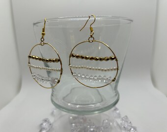 Horizontal Stripe Hoop Drop Earrings