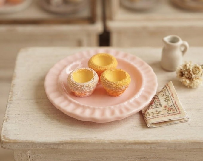 Miniature Egg Tart Dollhouse Dim Sum Food Breakfast, DIY Charm Craft Supply, Bakery Diorama