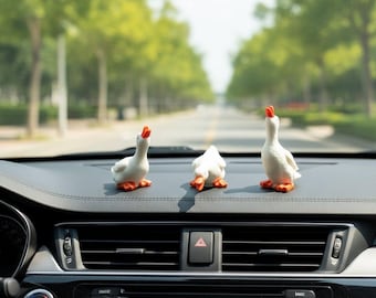Miniature White Goose Figurine for Fairy Garden Terrarium Accessories Desk Buddy Car Dashboard Decor