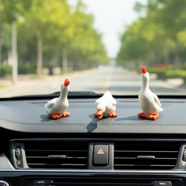 Miniature White Goose Figurine for Fairy Garden Terrarium Accessories Desk Buddy Car Dashboard Decor