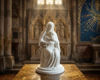 Tiny Virgin Mary & Baby Jesus Figurine, Miniature Mary Statue, Catholic Dollhouse Church Diorama