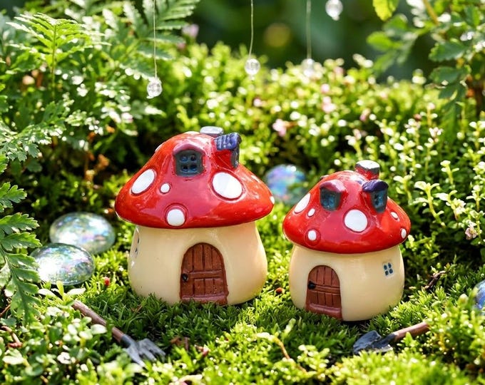 Miniature Mushroom House Fairy Garden Cottage Whimsical Decor Moss Garden Woodland Terrarium Diorama Accessories