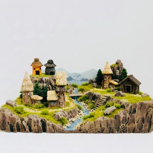 Miniature Thatched Cottage House Rustic Village Fairy Garden Hut Terrarium Dollhouse Diorama Shelf Decor