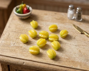Miniature Star Fruit, Dollhouse Starfruit, Tiny Carambola, Mini Tropical Fruit , DIY Craft Supply Charm