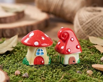 Miniature Mushroom House Tiny Fairy Garden Decor Moss Garden Woodland Terrarium Diorama Accessories