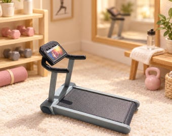 Miniature Treadmill for Dollhouse Gym Equipment, Dollhouse Fitness Room Accessory, Diorama 1:12 Scale