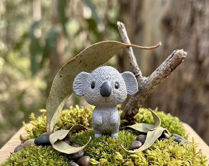Miniature Koala Figurine for Fairy Garden Terrarium Tiny Australian Animal Decor Dollhouse Collectible