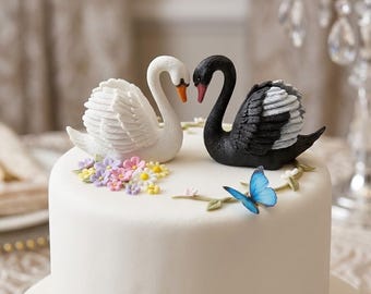 Miniature Swan Couple Figurine Fairy Garden Accessories Wedding Cake Topper Zen Garden Micro-Landscape Decor