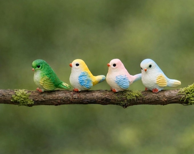 Miniature Birds Tiny Bird Figurines Fairy Garden Accessories Dollhouse Terrarium Diorama Plant Pot Decor