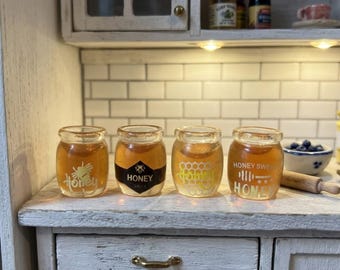 Miniature Honey for Dollhouse, Honey Jar for Diorama, Doll Food Mini Kitchen Pantry Decor