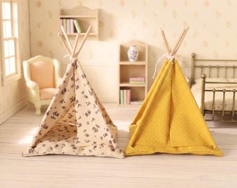 Dollhouse Miniature Teepee Tiny Play Tent, 1:12 Diorama Nursery Furniture,  Doll Photo Prop Decor