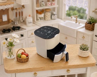 Miniature Air Fryer for Dollhouse Kitchen Appliance, Tiny Kitchen Diorama Decor Mini Airfryer