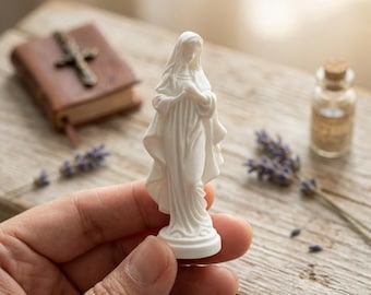 Miniature Virgin Mary Statue, Tiny Madonna Figurine, Christian Religious Decor, Catholic Dollhouse Church Scene