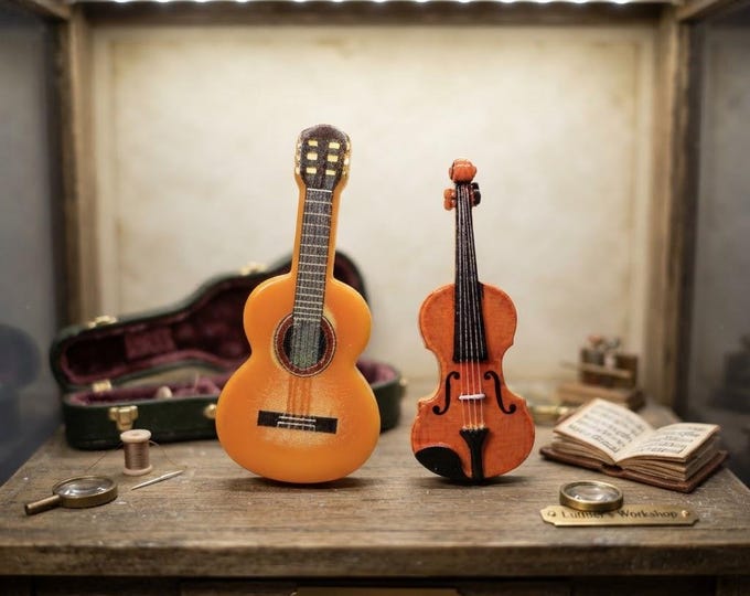 Miniature Violin, Dollhouse Musical Instrument Resin, Craft Supply, DIY Charm Earring Making, Diorama Decor