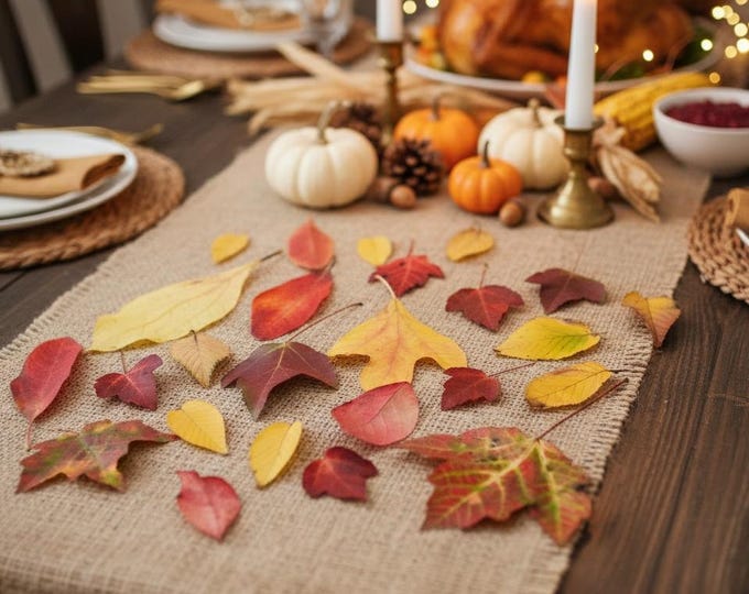 Preserved Assorted Fall Leaves Real Autumn Dried Leaf Fall Wedding Thanksgiving Table Decor