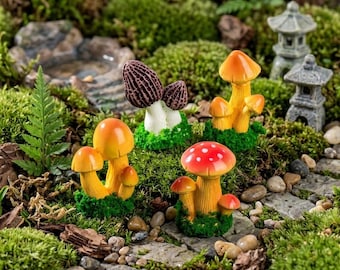 Miniature Mushroom Figurines Tiny Mushrooms Fairy Garden Supplies Terrarium Accessories Mini Ornament Fungus Decor