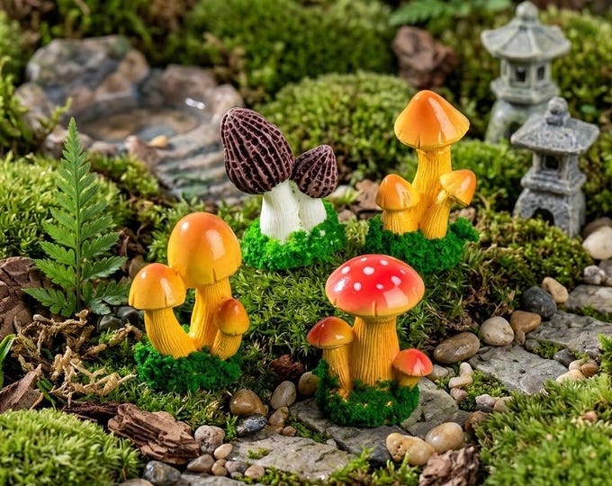 Miniature Mushroom Figurines Tiny Mushrooms Fairy Garden Supplies Terrarium Accessories Mini Ornament Fungus Decor