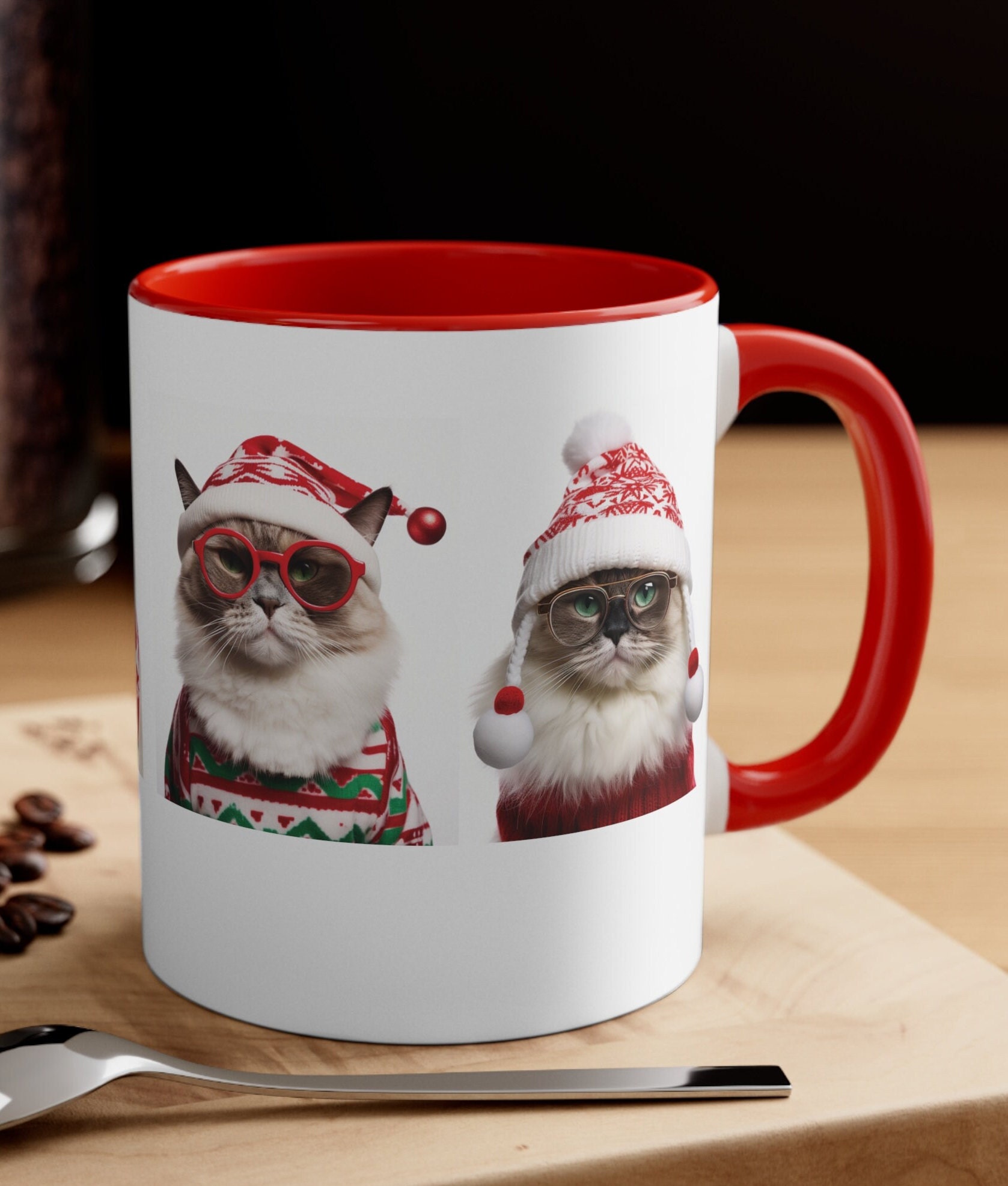 Funny Spotted Ragdoll Cats Holiday Mug, 11oz Ceramic Mug, Cat Lovers ...