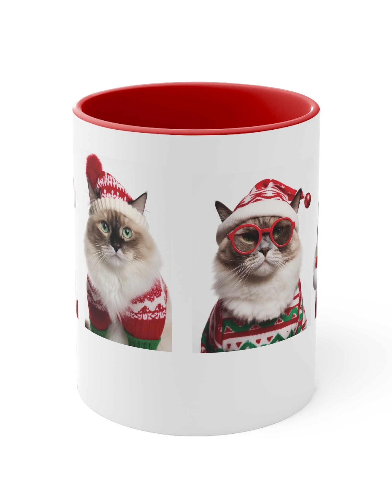 Funny Spotted Ragdoll Cats Holiday Mug, 11oz Ceramic Mug, Cat Lovers ...