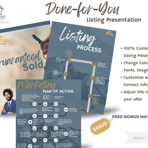 Customizable Listing Presentation & Bonus Social Media Posts for Real Estate Agents - Canva Editable, Real Estate Marketing Tool, Templates