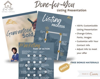 Presentazione di inserzioni personalizzabili e post bonus sui social media per agenti immobiliari - Canva modificabile, strumento di marketing immobiliare, modelli