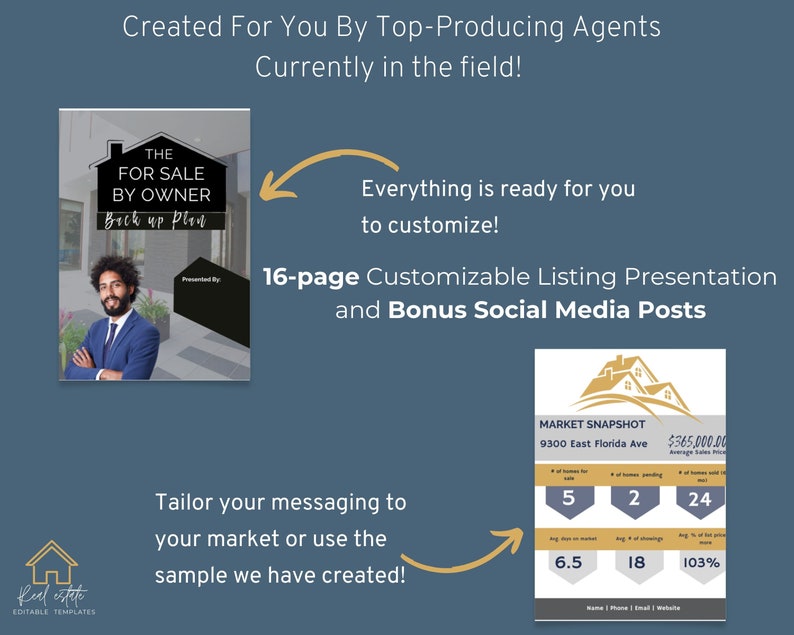 FSBO Backup Plan Listing Presentation Canva Editable, Real Estate Agent