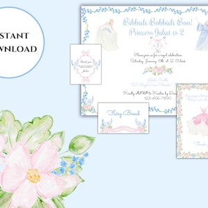 Cinderella Bibbidi Bobbidi Boo Birthday Invitation Set - Digital - Editable