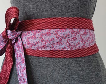Obi-bälte, återvunnen japansk kimomo, udda present, statement-bälte, unika accessoarer, unik present, enastående present, omlottbälte, en storlek