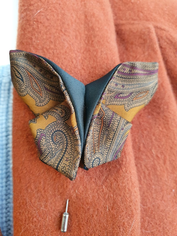 Upcycled Fabric Butterfly Brooch, Textile Origami Lapel Pin