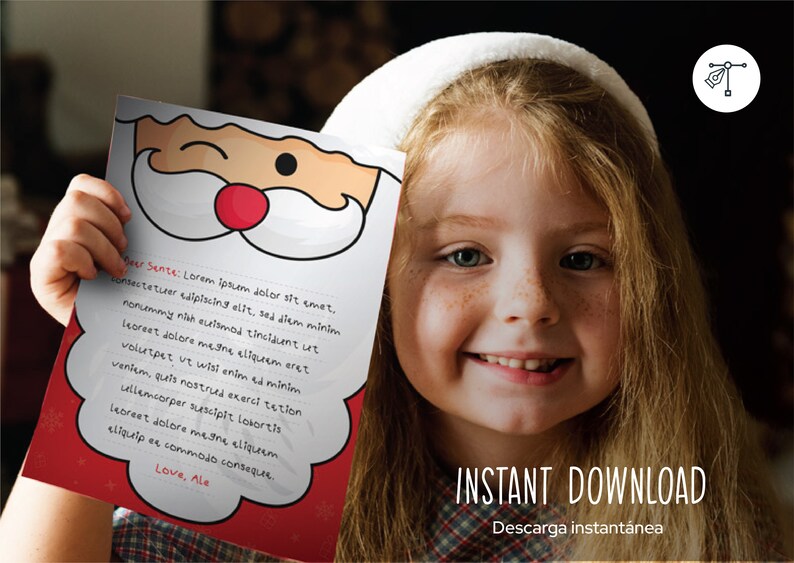 Letter to Santa for Your Kids, Printable Easy to Print, Instant