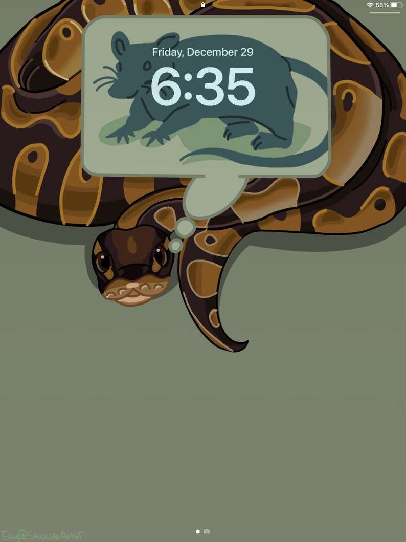 May include: A digital clock with a brown and black snake wrapped around it. The clock displays the time 6:35 and the date Friday, December 29.