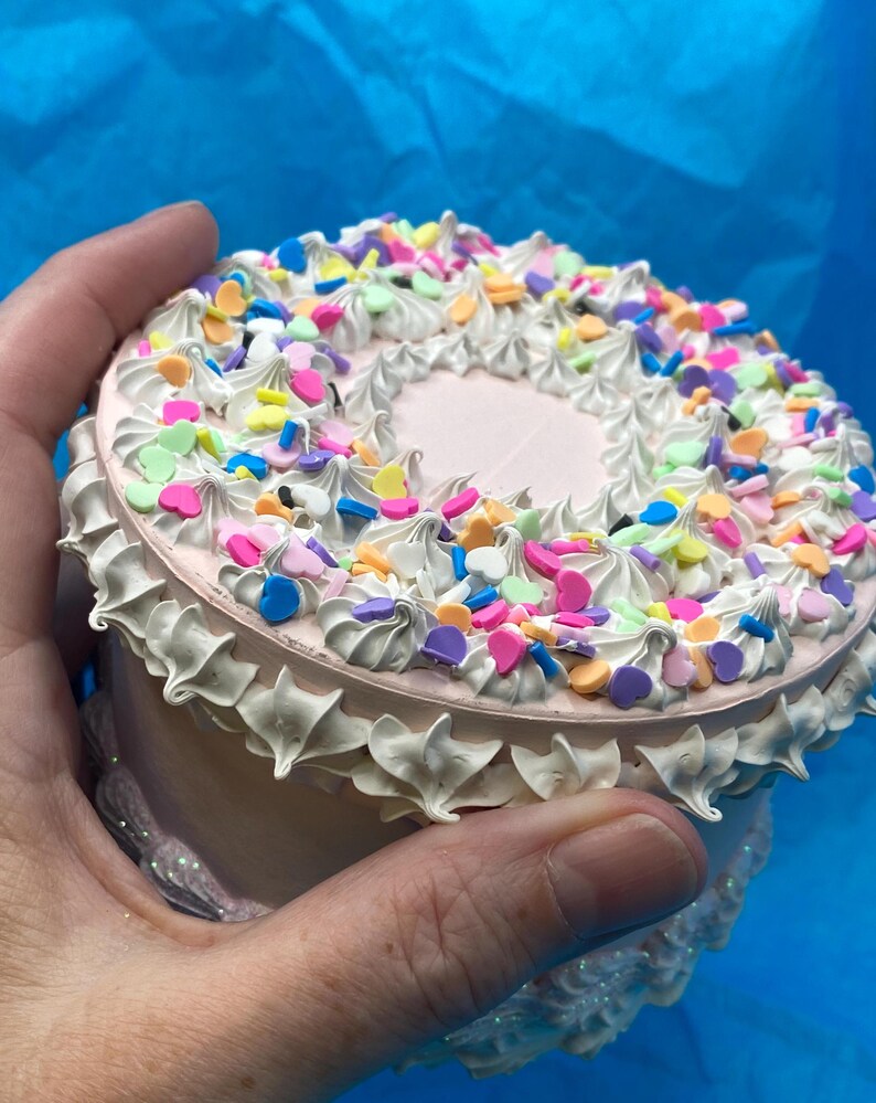 Handmade & Hand Decorated Fake Cake Box. Perfect Gift Box for Birthdays ...