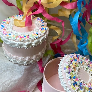 Handmade & Hand Decorated Fake Cake Box. Perfect Gift Box for Birthdays ...
