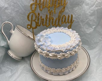 One of one hand decorated fake cake keepsake box