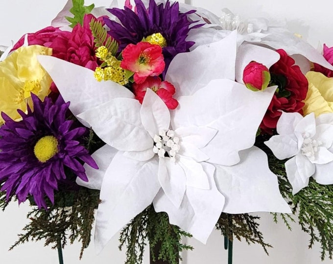 Winter Memorial Floral Saddle -  Christmas in a Rainbow of Colours