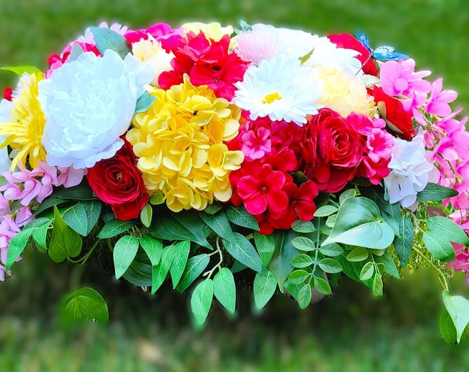 Floral Summer Memorial Saddle -  Summer Extravagance Twins - 2