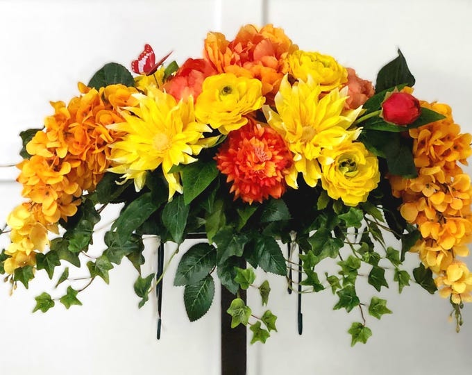 Floral Summer Memorial Saddle - Summer Sunset