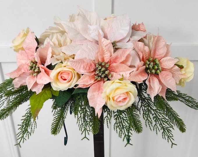 Winter Memorial Floral Saddle -  Christmas with a Peachy Touch