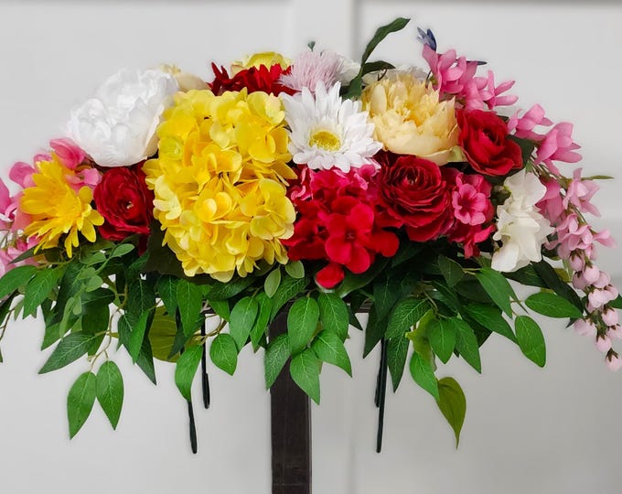 Floral Summer Memorial Saddle -  Summer Extravagance Twins - 1