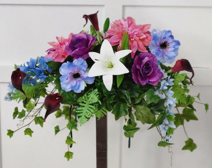 Floral Spring Memorial Saddle - Lillies of a Different Colour