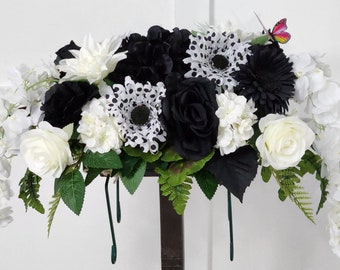 Floral Summer Memorial Saddle - It's All Black & White