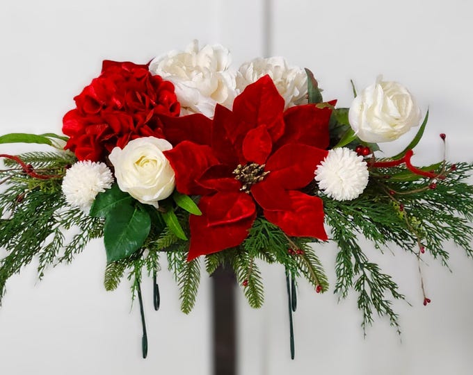 Winter Memorial Floral Saddle -  Christmas Elegance- Made In Canada