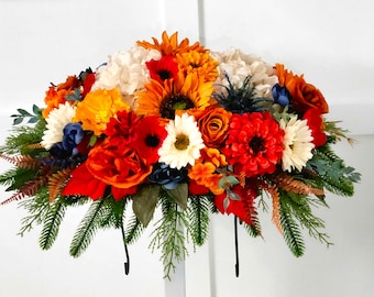 Floral Fall Memorial Saddle - Fall Flourish